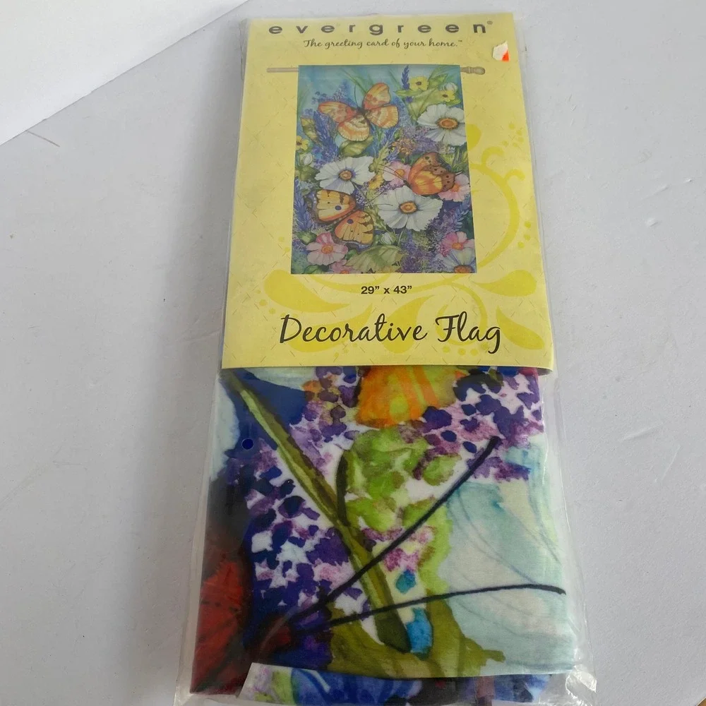 Evergreen Decorative Flag Home‎ 29x43 Multicolor New Butterfly Floral